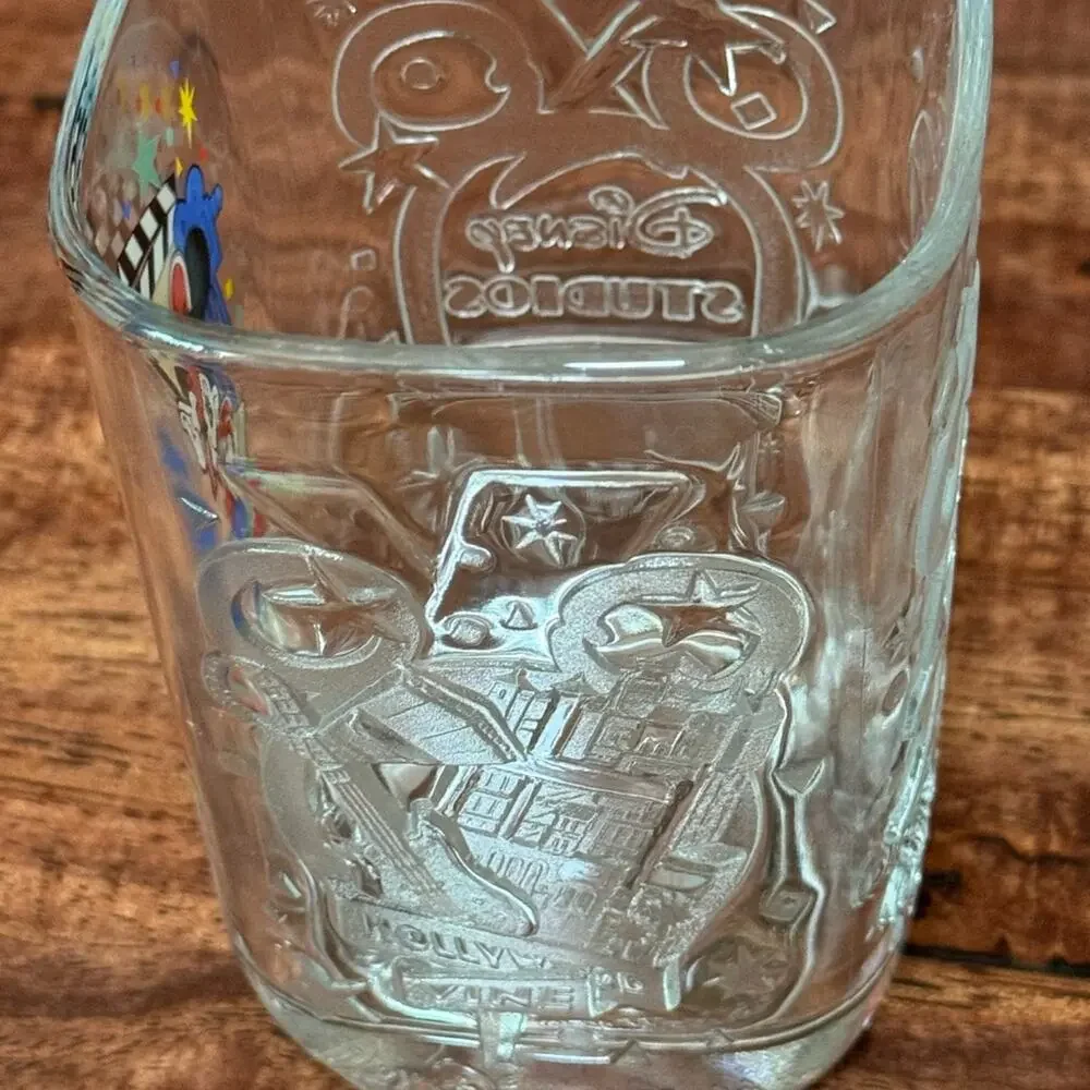 Disney Studios McDonalds 2000 Mickey Mouse Glass Tumbler Embossed Glass
